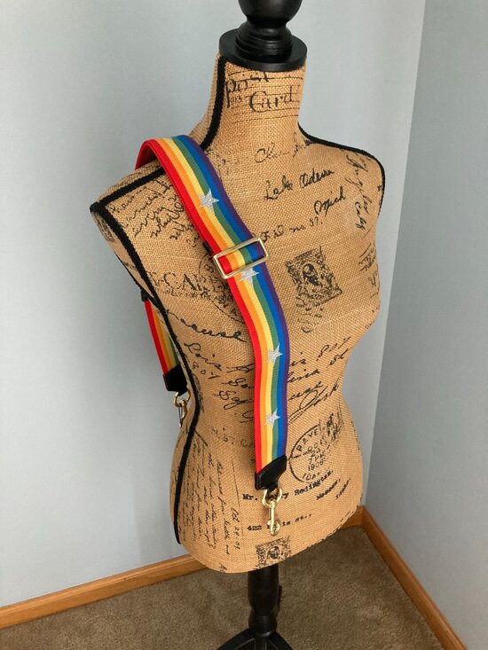NWT Marc Jacobs Rainbow Stripe Crossbody Bag Strap with Stars and Gold Hardware main image 9